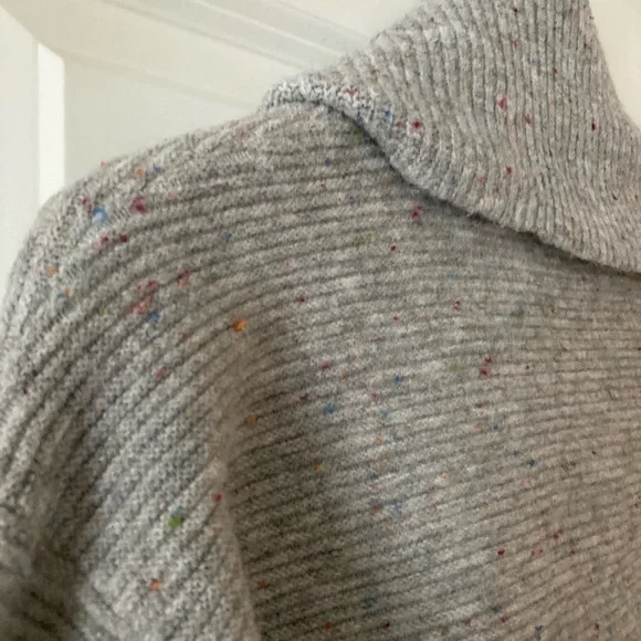 LOFT small sweater gray cowl neck ribbed - Picture 7 of 12